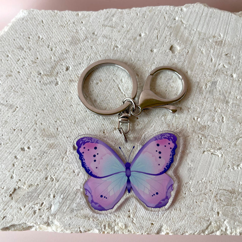 KEYRING PURPLE BUTTERFLY