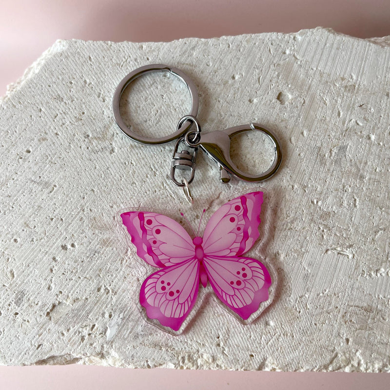 KEYRING PINK BUTTERFLY