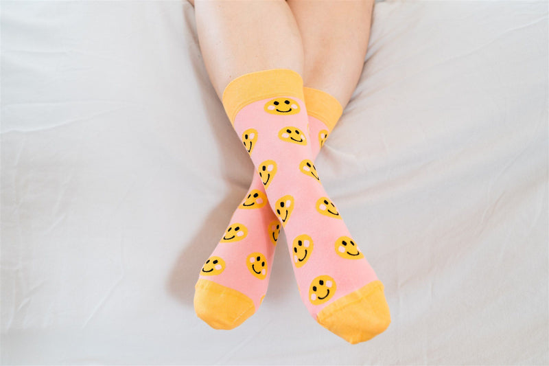 JOODE SOCKS - CHOOSE SIZE - SMILEY PINK